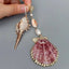 Y·YING Natural Sea Shell White Rice Pearl Asymmetric Dangle Stud Earrings