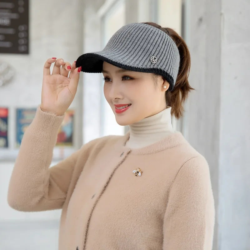 CNTANG 2024 Hats For Women Autumn Winter Sports Empty Top Caps Female Knitted Warm Baseball Cap Fashion Running Golf Sun Hat