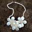 Y·YING Cultured White Baroque Pearl White Shell Flower Handmade Statement Necklace 19"