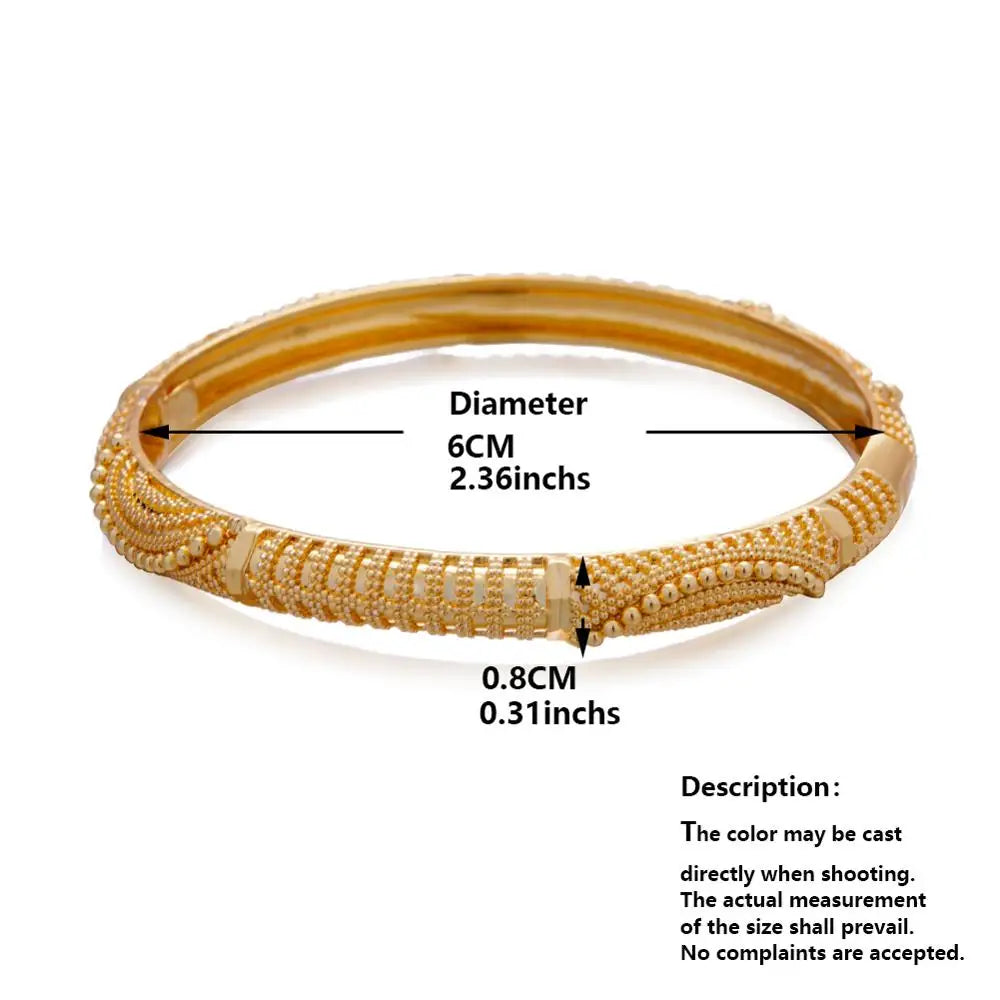 24K Dubai Bangels Gold Color Bracelets For women wife Girls African France wedding Party New pattern jewelry bridal gifts