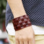 ZORCVENS Handmade Genuine Leather Bracelets Brand Fashion Brown Punk Wide Cuff Bracelets & Bangle for Women Men Jewelry