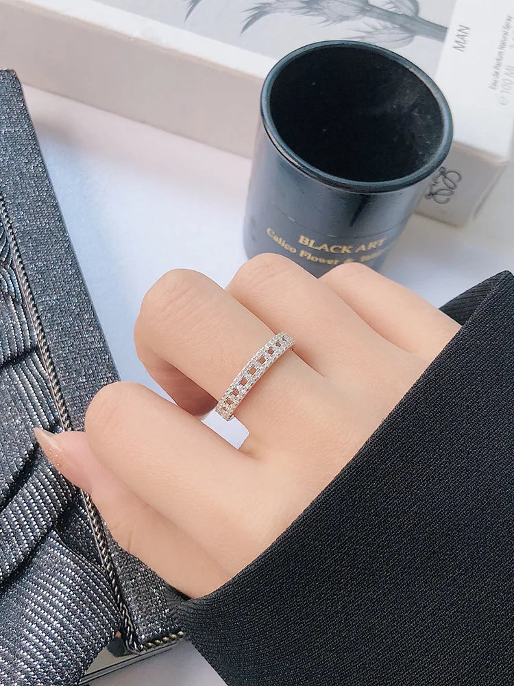 2020 New style white zircon single row ring hot selling 925 silver popular ring Korean version white zircon female ring fashion