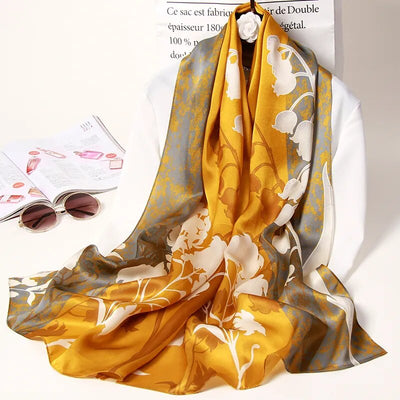 2021 New 100% Real Silk Scarf for Women 170*53cm Long Pure Silk Luxury Scarves Foulard Wrap Shawl Bufanda Neck Scarf Neckerchief