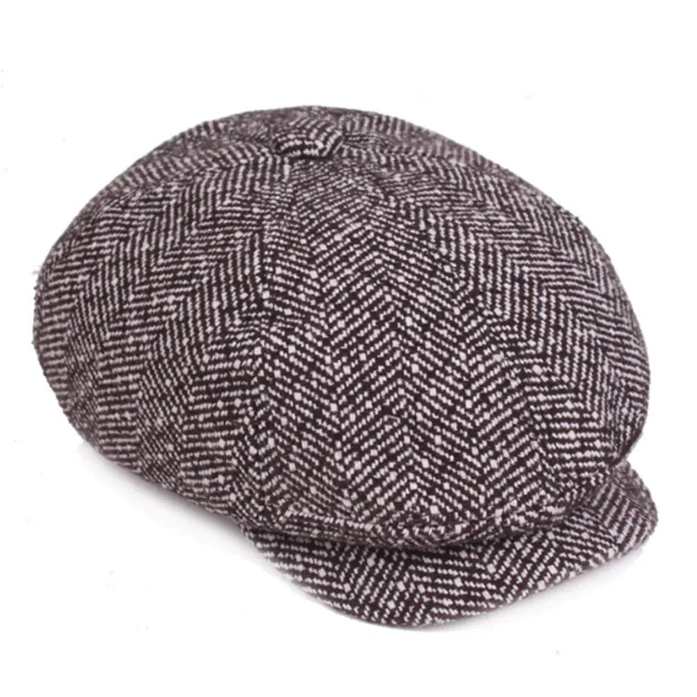 New Tweed Gatsby Newsboy Cap for Men Autumn Winter Golf Driving Cabbier Flat Berets Peaky Blinders Bone Hat Unisex