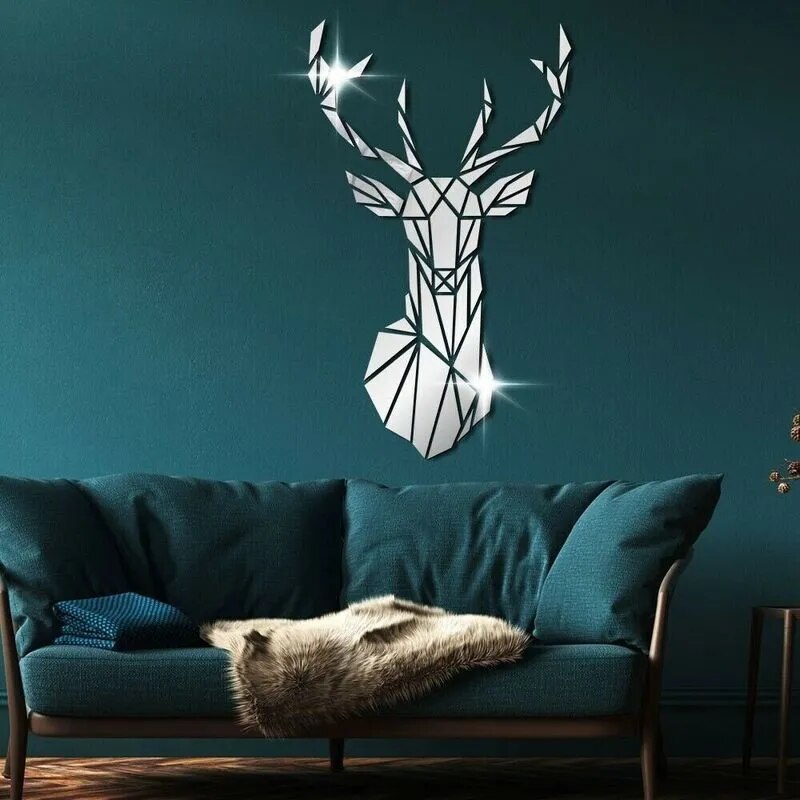 3D Mirror Wall Stickers Nordic Style Acrylic Deer Head Mirror Sticker Decal Removable Mural for DIY Home Living Room Wall Decors