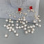 Y.YING Illusion Cultured White Rice Pearl Red Cz Stud Earrings luxury style for women