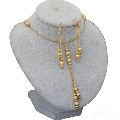 Fashion Charms Ball Sets Gold Color,Small Beads Dubai Necklace Earrings for Women/Girls,Ethioipian Jewelry African Indian Gift