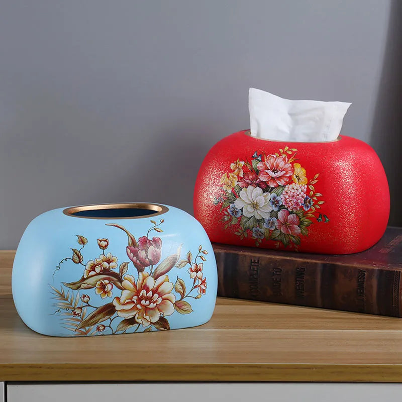 European Tissue Boxes Creative Tea Table Decoration Ceramic Crafts Paper Towel Canister Living Room Multi-functional Napkin Box