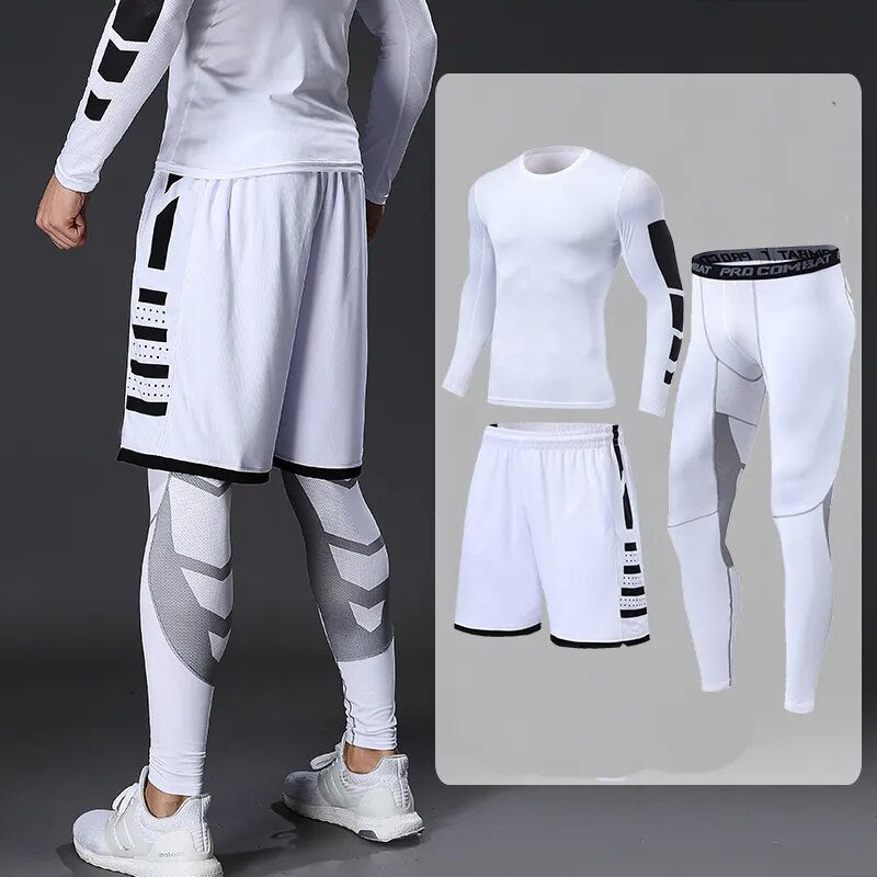 Dry Fit Men's Training Sportswear Set Gym Fitness Compression Sport Suit Jogging Tight Sports Wear Clothes 4XL5XL Oversized Male