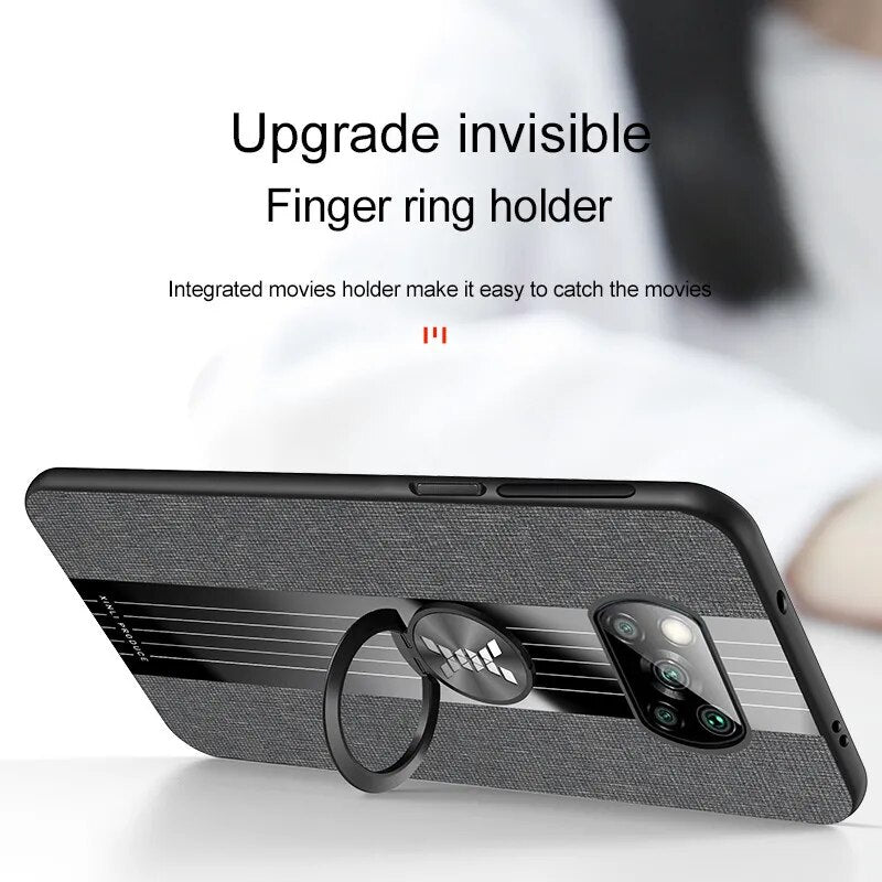 For Xiaomi Pocophone Poco X3 NFC Case Car Magnetic Ring Soft TPU Leather Phone Case for Mi POCO X3 Pro Silicone Back Cover