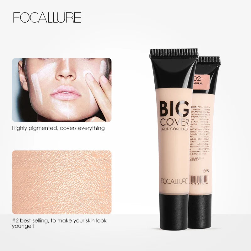 FOCALLURE Face Concealer Cream Liquid Brighten Foundation Cream Contour Palette Concealer Liquid Face Concealer Maquiagem Tools