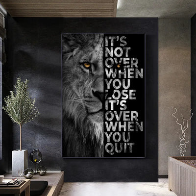 Canvas Painting Wild Lion Letter Motivational Quote Art Posters and Prints on Canvas Decorative Wall Art Picture for Home Decor