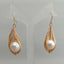 Cultured Whitefreshwater  Pearl  Yellow Gold color Plated Handmade Hook Earrings