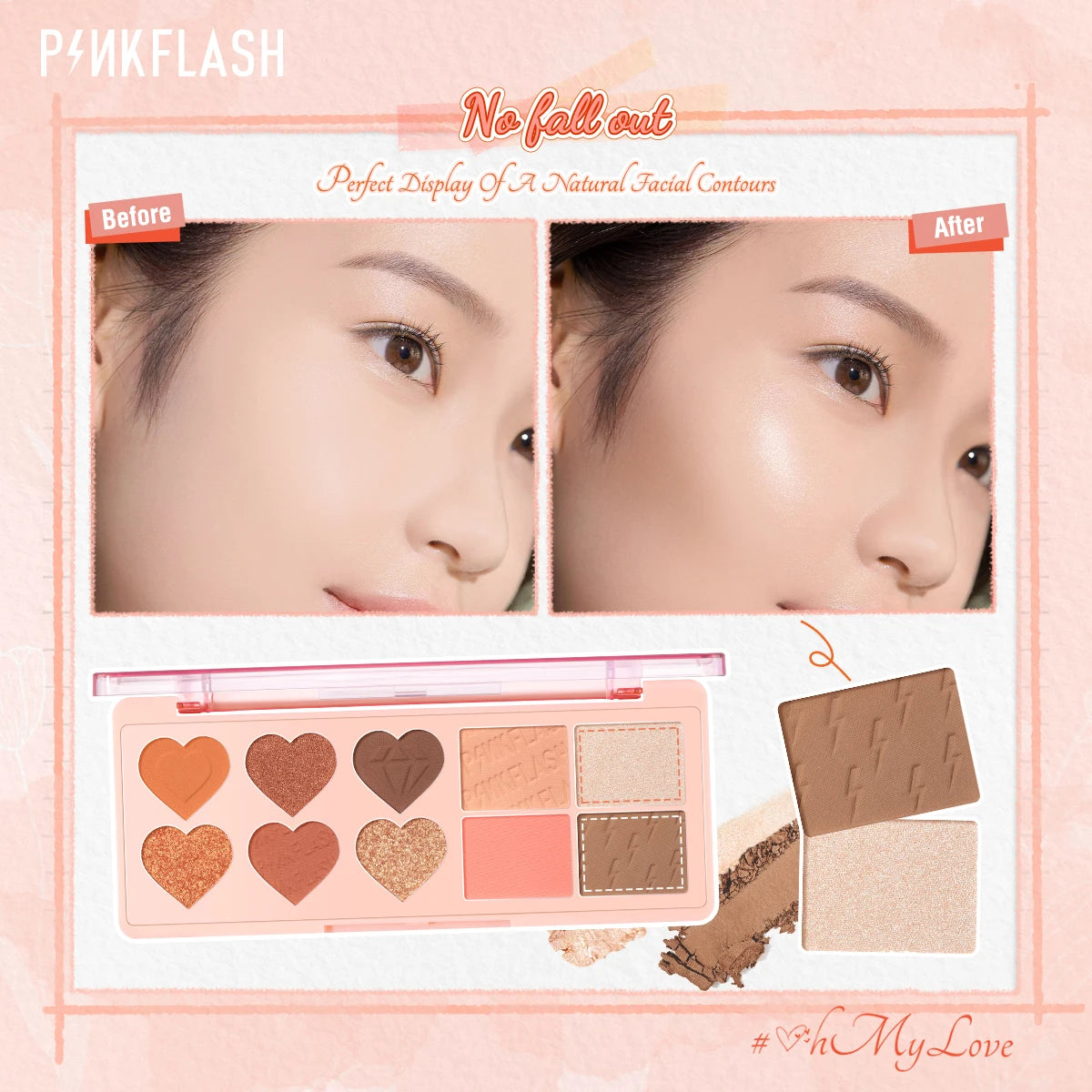 PINKFLASH Face Blush Highlighter Bronzers Palette Professional Pigment Glitter Eyeshadow Palette Face Makeup Cosmetics for Women