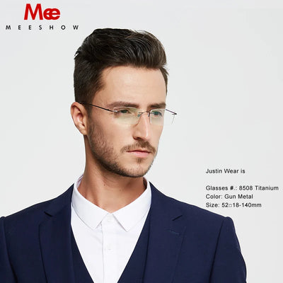 8508 High Quality Meeshow Rimless Glasses 100%Pure Titanium optical frame with case Eyeglasses Lunettes Custom Prescription Glas