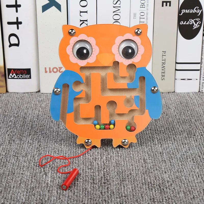 Children Animal Magnetic Maze Toy Montessori Kids Wooden Puzzle Game Toy Educational Brain Teaser Jigsaw Intellectual Board Toys