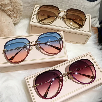 MS 2022 New Diamond Sunglasses Female Imitation Rhinestones Gradient Color UV400 Women Sunglasses