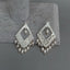 Y·YING Natural White Sea Shell Rhombus Hollow-Carved White Rice Pearl Dangle 925 Silver Hook Earrings