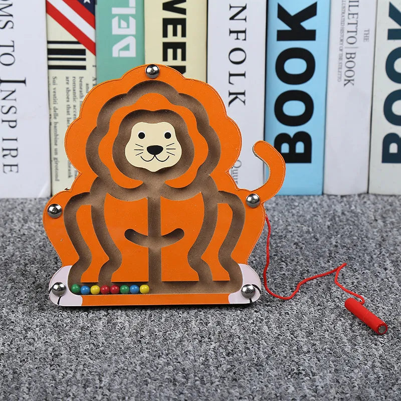 Children Animal Magnetic Maze Toy Montessori Kids Wooden Puzzle Game Toy Educational Brain Teaser Jigsaw Intellectual Board Toys