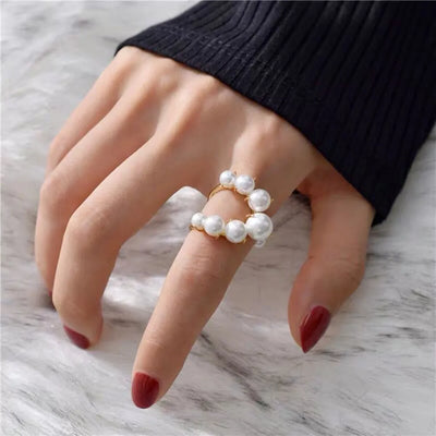 Fashion Minimalist Pearl Beaded Rings for Women Korean C-Shaped Pearl Finger Rings Trend Women Jewelry Gifts