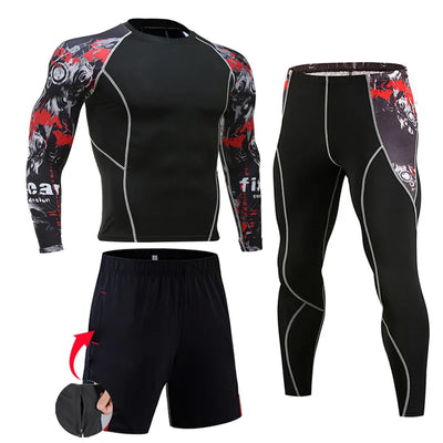 Men's Compression Sportswear Suits Gym Tights Training Clothes Workout Jogging Sports Set Running Rashguard Tracksuit For Men