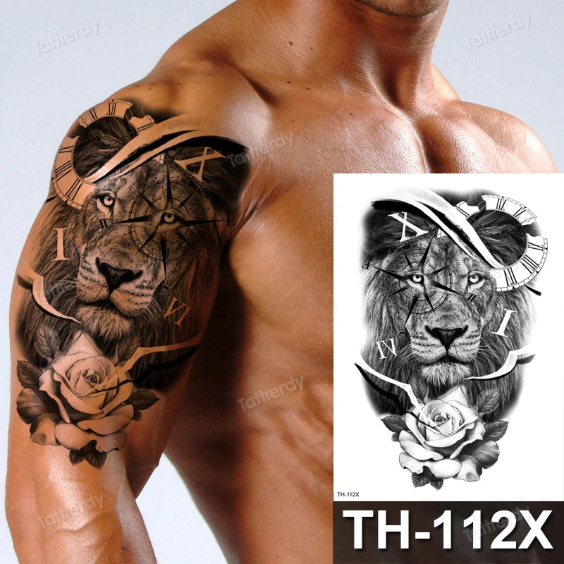 DIY Forest Design Waterproof Fake Temporary Tattoo Wolf Sexy Women Body Art Arm Tattoos Paper For Men Boys Girls Tatoo Large Big