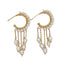 Y·YING Freshwater White Pearl gold color plated chain tassel  Hoop Chandelier Earrings for women