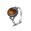 Natural 8*10MM Tiger's Eye Stone Finger Ring Fashion Jewelry Rings for Women Gift 925 Sterling Silver Flower Shaped Ring