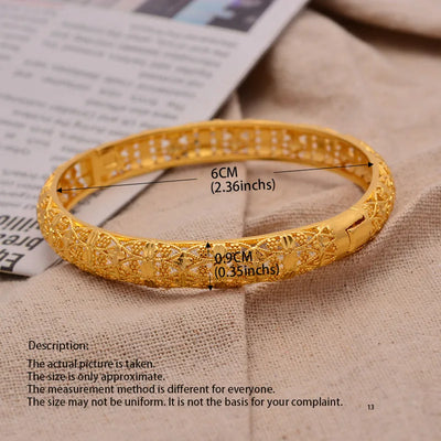 24k 4pcs/Lot Dubai Wedding Bangles For Women Ethiopian Jewelry Gold Color indian Bangles Bracelets Women Birthday Jewelry Gifts