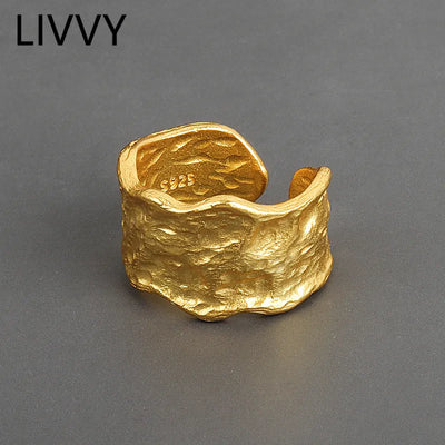 LIVVY Prevent Allergy Silver Color Wedding Rings New Creative Geometric Handmade Accessories Jewelry Gifts 2021 Trend