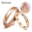 Trendy Rose Gold Color Engagement Couple Rings for Lover Stainless Steel with CZ Stone Men Women Wedding Jewelry Bands Wholesale