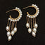 Y·YING Freshwater White Pearl gold color plated chain tassel  Hoop Chandelier Earrings for women