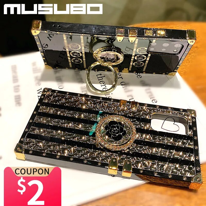 Musubo Coque For Samsung Galaxy Note 20 S23 S22 Ultra S20 FE Luxury Case Note 10 Plus Shining Bling A71 5G A51 A52S A53 A32 Ring