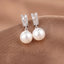 Huitan New Trendy Simulated Pearl Dangle Earrings for Women Fashion Wedding Engagement Accessories Simple Stylish Girls Earrings