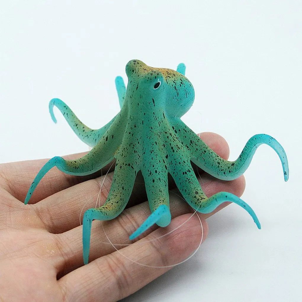 Fluorescent Artificial Octopus Aquarium Ornament with Suction Cup Fish Tank Decoration