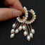 Y·YING Freshwater White Pearl gold color plated chain tassel  Hoop Chandelier Earrings for women