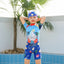 2021 New Hot One-piece Toddler Boy Swimwear With Hat Fish Cartoon Print Children Swimsuit Bathing Suits Kids Beach Clothes