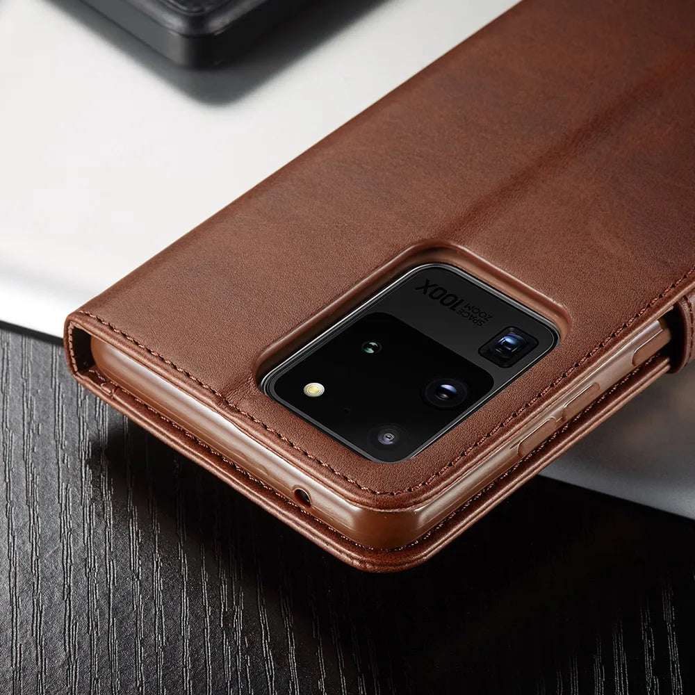 Leather Case for Samsung Galaxy S20 FE S21 Ultra A71 A51 Note 20 10 Plus A70 A50 A20 A52s S9 S8 Plus S7 Edge Wallet Flip Cover