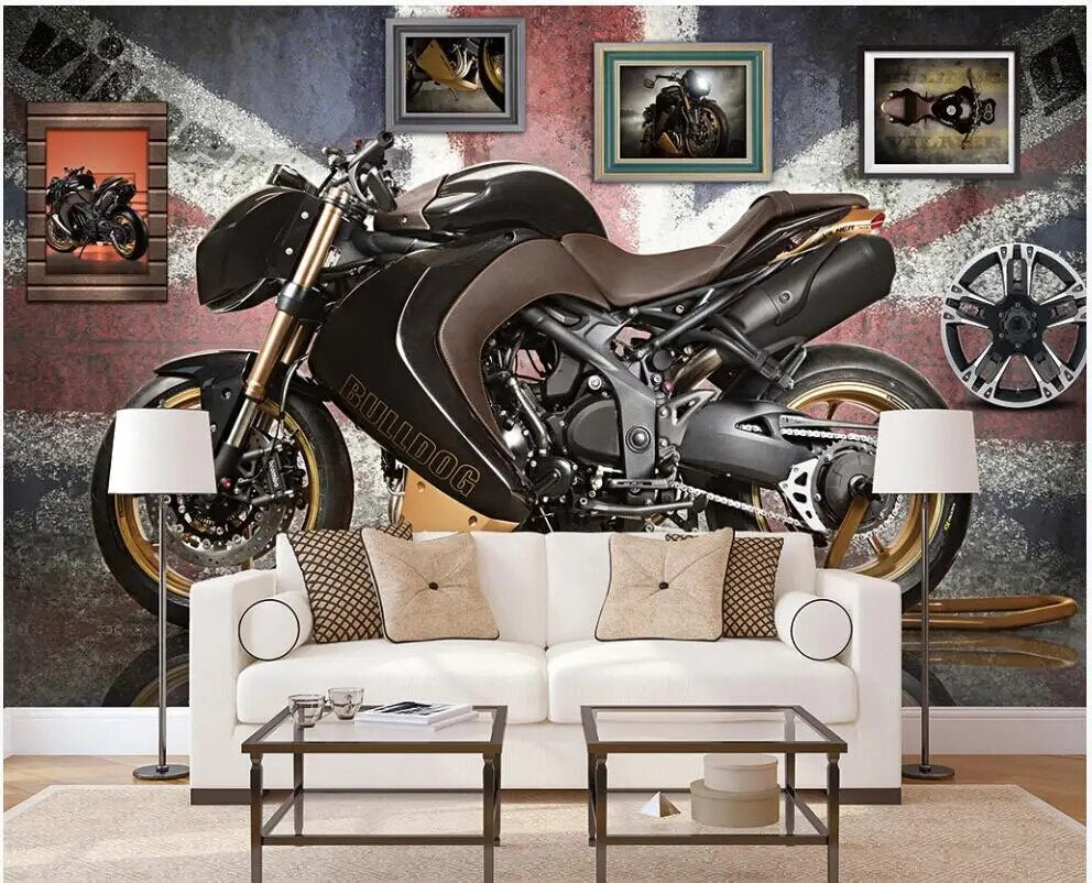 3d wallpaper High-end custom photo any size mural Retro nostalgic motorcycle brick wall 3d wall murals wallpaper for living room