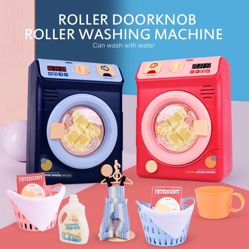 Pretend Play Washing Machine Toy Mini Children's Simulation Cosmetic Sponge Makeup Brushes Cleaner Girl Play House Toy Gift 2020