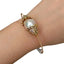 Y·YING Natural Cultured White Rice Freshwater Pearl Keshi Bangle Bracelet Adjustable