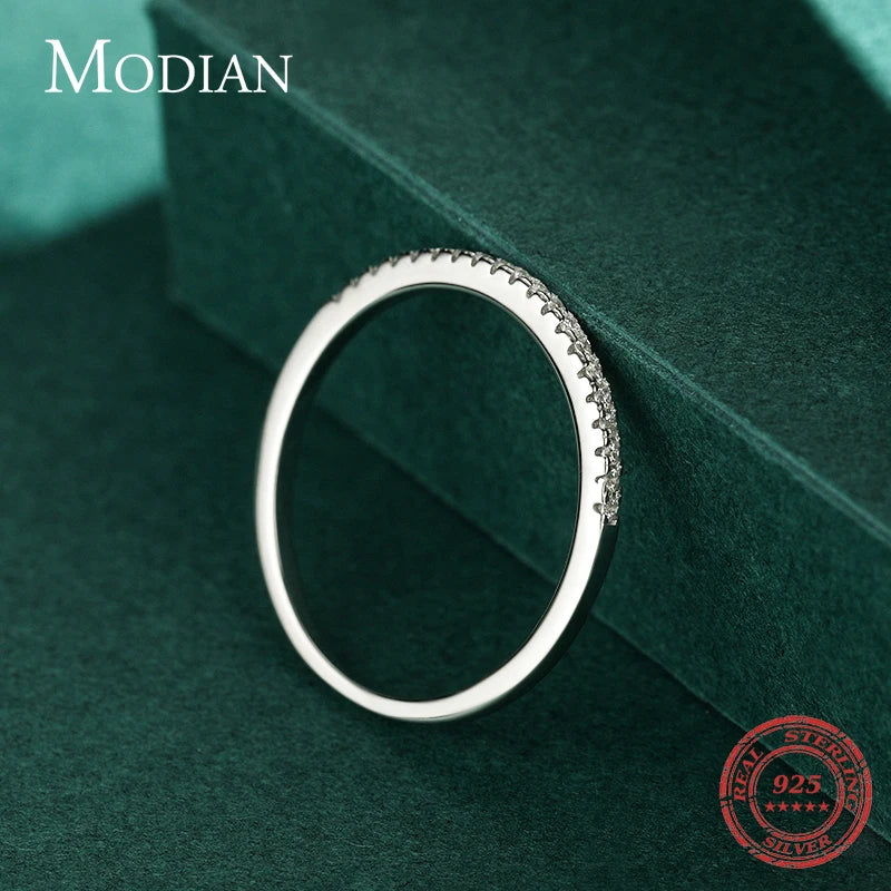 Modian Simple Elegant Silver Ring Solid 925 Sterling Silver Dazzling Clear CZ Finger Rings For Women Wedding Statement Jewelry