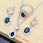 12 Colors Gemstone Silver 925 Jewelry Sets  Black Obsidian Birthstone Earrings Bracelet Resizable Ring Necklace Wholesale