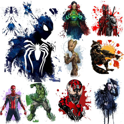 Marvel Spiderman Iron Man Hulk Loki Iron-on Transfers for Clothing hot transfer stickers Fusible Patch T-Shirts Sweatshirt Decor