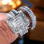 Luxury Female White Zircon Stone Ring Set Trendy Silver Color Engagement Cute Bride Wedding Jewelry Gift For Women