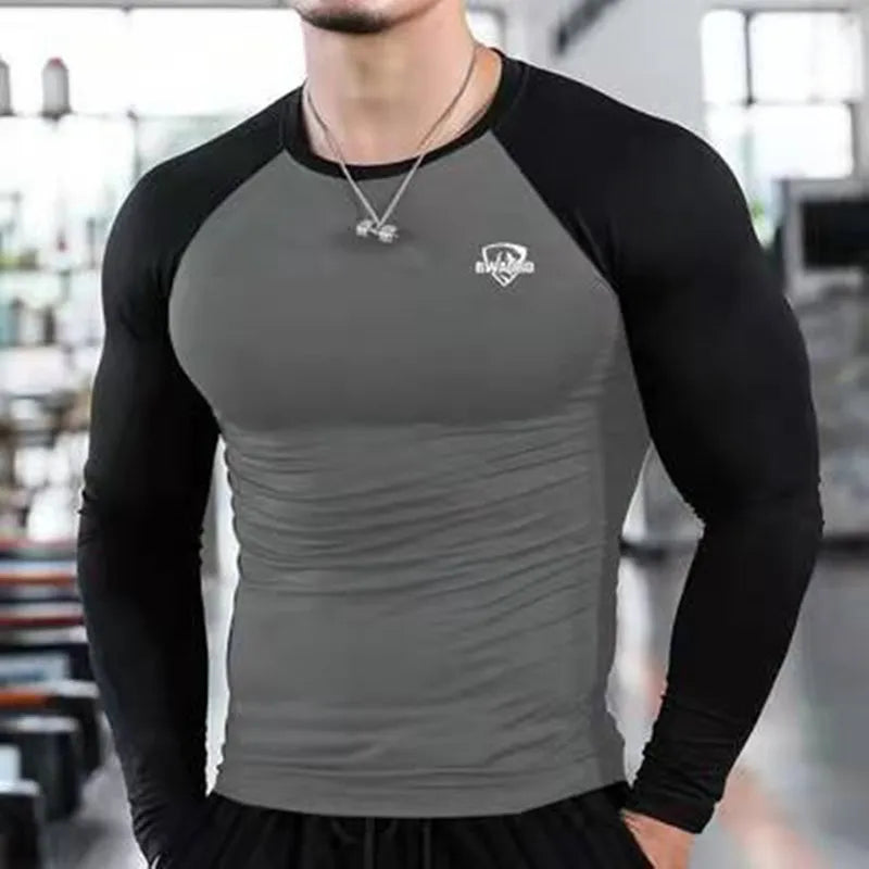 2022 summer Quick Dry fashion long sleeve T-Shirts Casual Shirt men Fitness Printing Tight T-Shirts Gyms Sportswear men T-Shirts