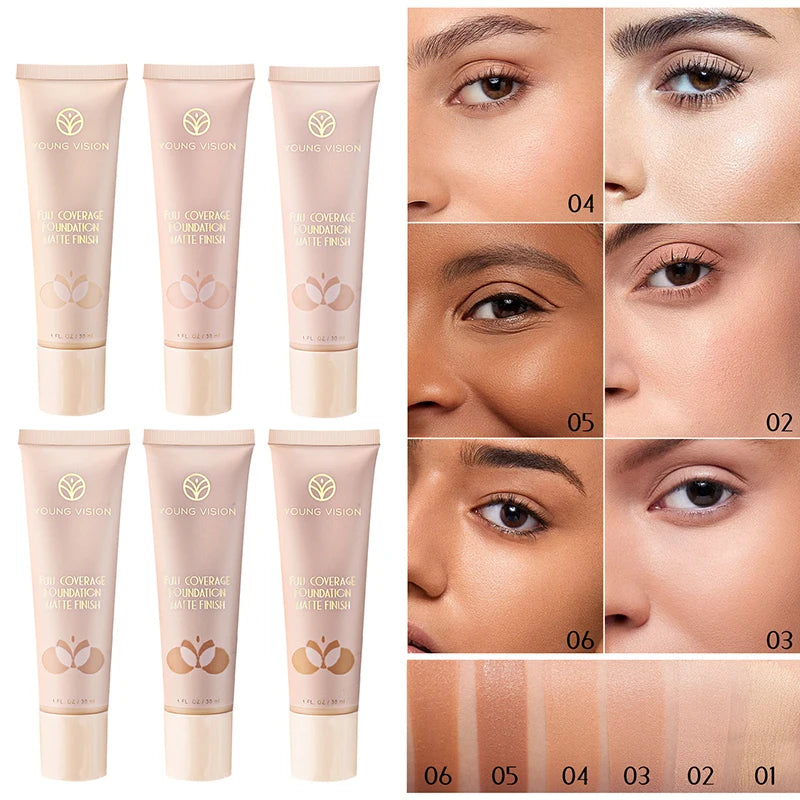 Matte Liquid Foundation 6 Colors Full Concealer Matte Makeup Effect Korean Makeup Natural Cover Acne Cosmetics