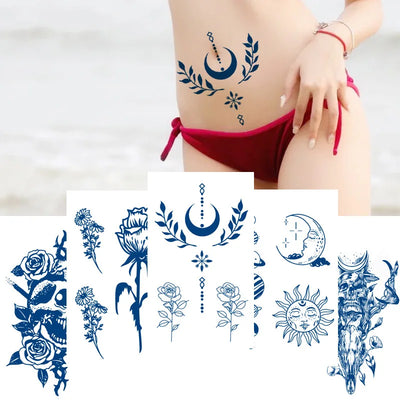 Herbal Juice Ink Tattoos Body Art Lasting Waterproof Temporary Tattoo Sticker Rose Flower Spaceman Anime Arm Fake Tatoo Stickers