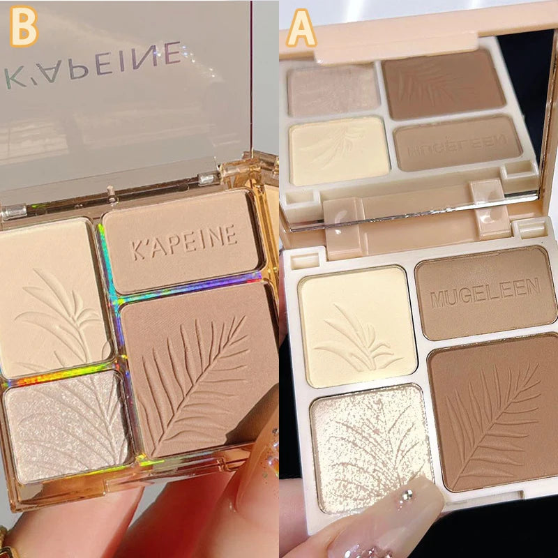 Matte Highlighter Palette Face Shading Grooming Powder Makeup 3D Nose Contouring Glow Brighten Contour Shimmer Powder Cosmetic