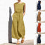 Vintage Casual Boho Jumpsuit Overalls For Women Summer Elegant Sleeveless Pocket Playsuit Fashion Romper Loose Pants Streetwear